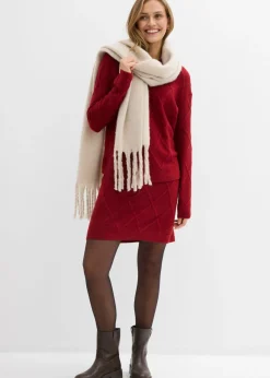bonprix bonprix Falda de punto trenzado Rojo atardecer