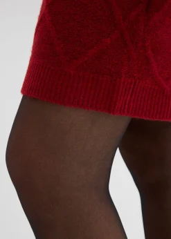 bonprix bonprix Falda de punto trenzado Rojo atardecer