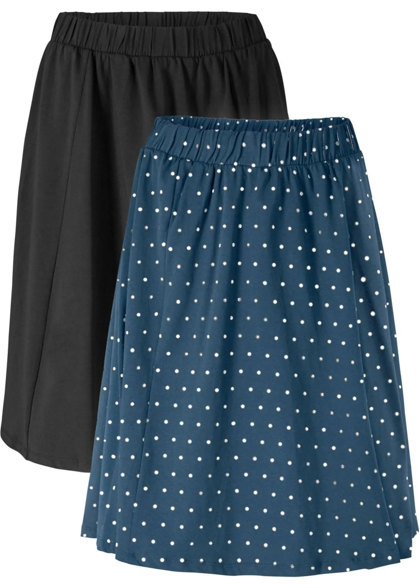 bonprix bonprix Falda de punto (2 unidades) azul marino / negro topos New