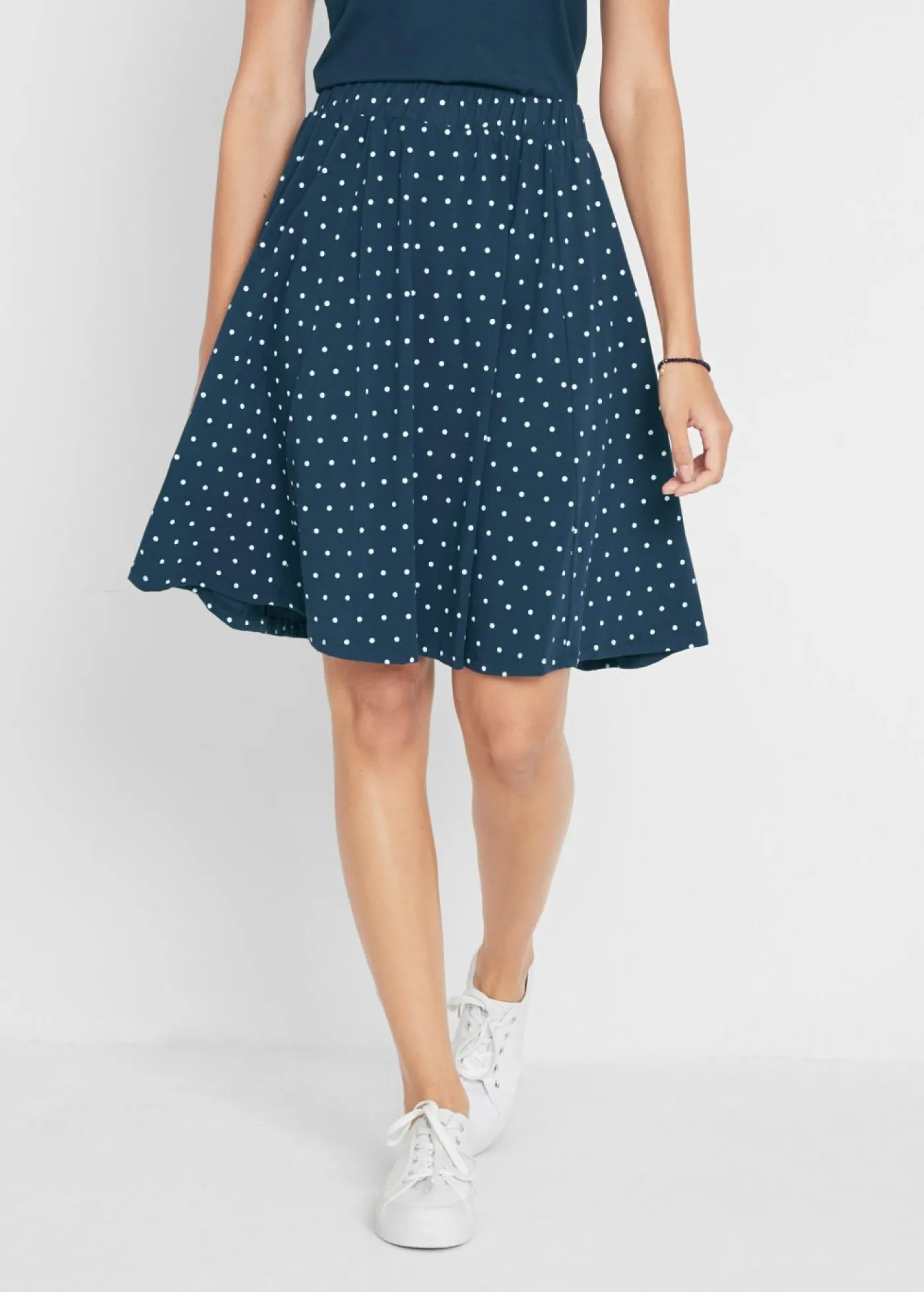 bonprix bonprix Falda de punto (2 unidades) azul marino / negro topos New