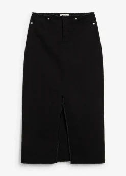 bonprix bonprix Falda de sarga con flecos Negro Hot