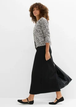 bonprix bonprix Falda de sarga con flecos Negro Hot
