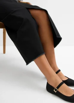bonprix bonprix Falda de sarga con flecos Negro Hot