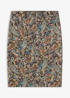 bonprix bonprix Falda elástica con algodón Negro-beige Sale