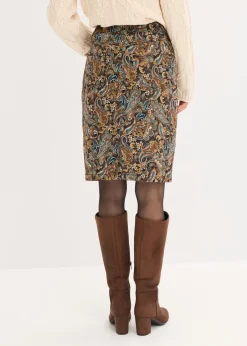 bonprix bonprix Falda elástica con algodón Negro-beige Sale