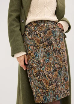 bonprix bonprix Falda elástica con algodón Negro-beige Sale
