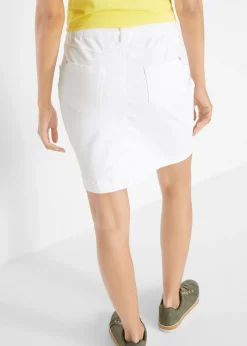 bonprix bonprix Falda elástica con licra Blanco Hot