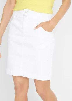 bonprix bonprix Falda elástica con licra Blanco Hot
