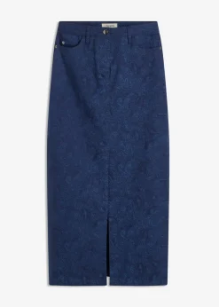bonprix bonprix Falda elástica de algodón Azul marino-índigo claro Outlet