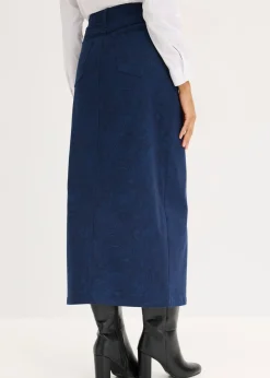 bonprix bonprix Falda elástica de algodón Azul marino-índigo claro Outlet
