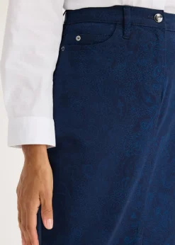 bonprix bonprix Falda elástica de algodón Azul marino-índigo claro Outlet