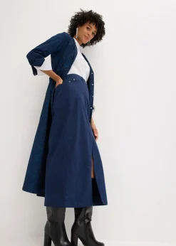 bonprix bonprix Falda elástica de algodón Azul marino-índigo claro Outlet