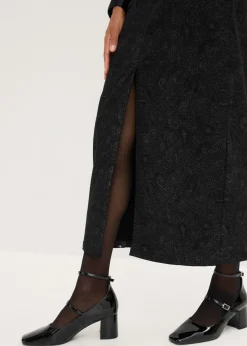 bonprix bonprix Falda elástica de algodón Negro + gris ahumado