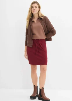 bonprix bonprix Falda elástica de algodón orgánico Rojo rubí Outlet