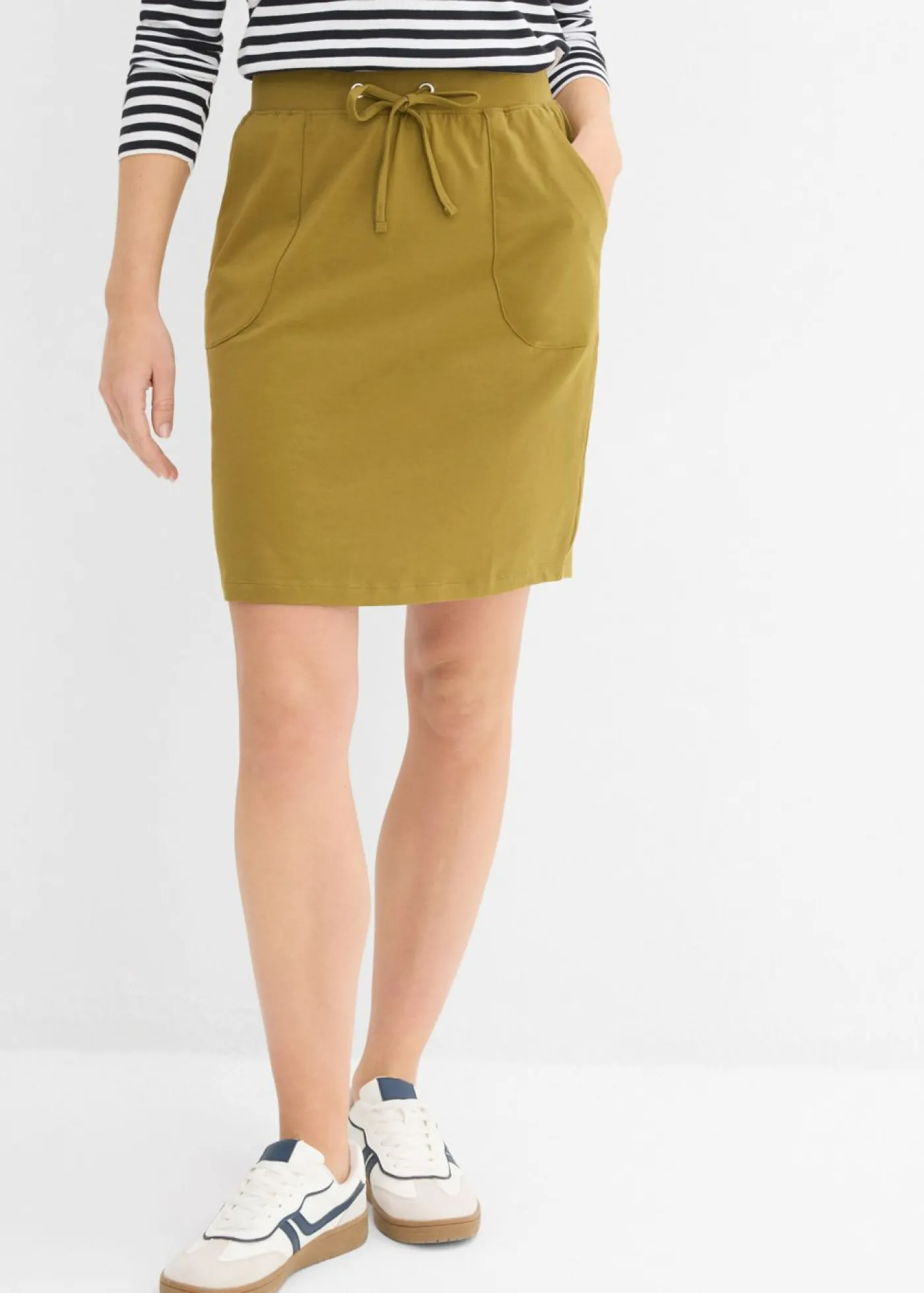 bonprix bonprix Falda elástica de algodón orgánico Verde-natural Discount