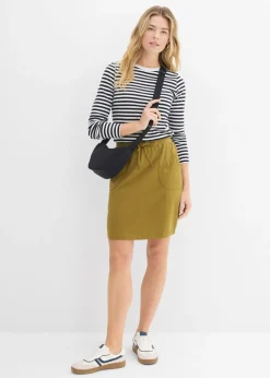 bonprix bonprix Falda elástica de algodón orgánico Verde-natural Discount
