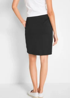 bonprix bonprix Falda elástica de algodón orgánico Negro Hot