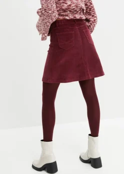 bonprix bonprix Falda elástica de pana con botones rojo avellana Discount