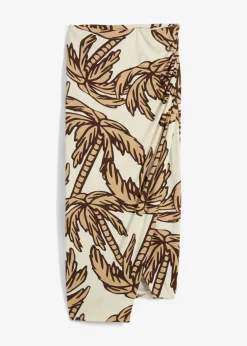 bonprix bonprix Falda estampada de punto de mezcla de viscosa suave crudo-marrón oscuro-beige nuevo Best