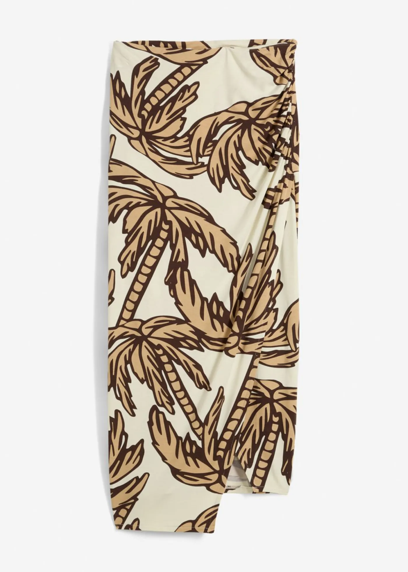 bonprix bonprix Falda estampada de punto de mezcla de viscosa suave crudo-marrón oscuro-beige nuevo Best