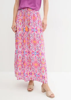 bonprix bonprix Falda laga de viscosa fluida Fucsia claro Sale