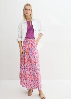 bonprix bonprix Falda laga de viscosa fluida Fucsia claro Sale