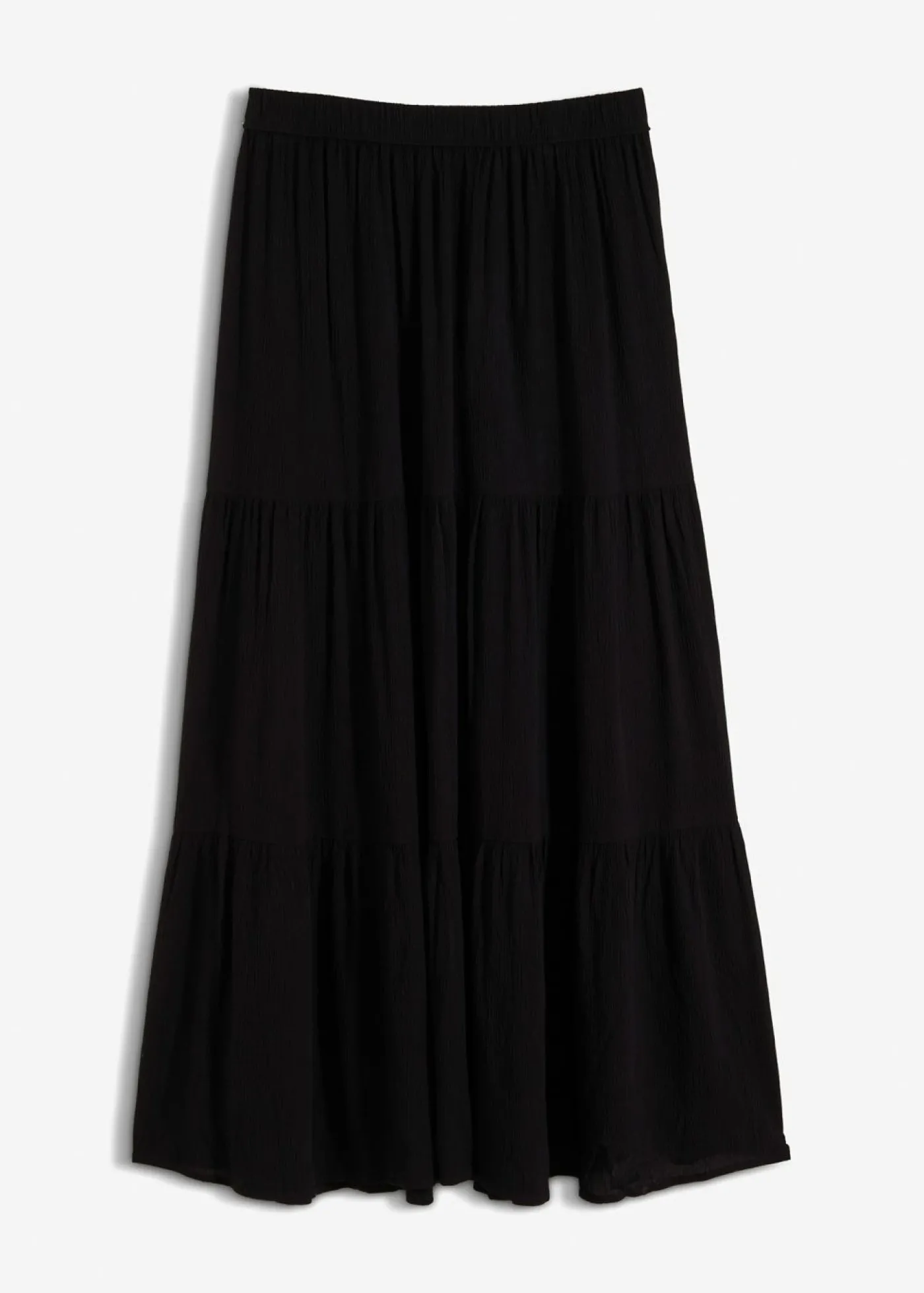 bonprix bonprix Falda larga a capas de viscosa estructurada Negro Best