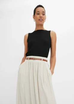 bonprix bonprix Falda larga con cinturón (2 piezas) Beige Best