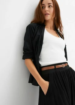 bonprix bonprix Falda larga con cinturón (2 piezas) Negro Outlet