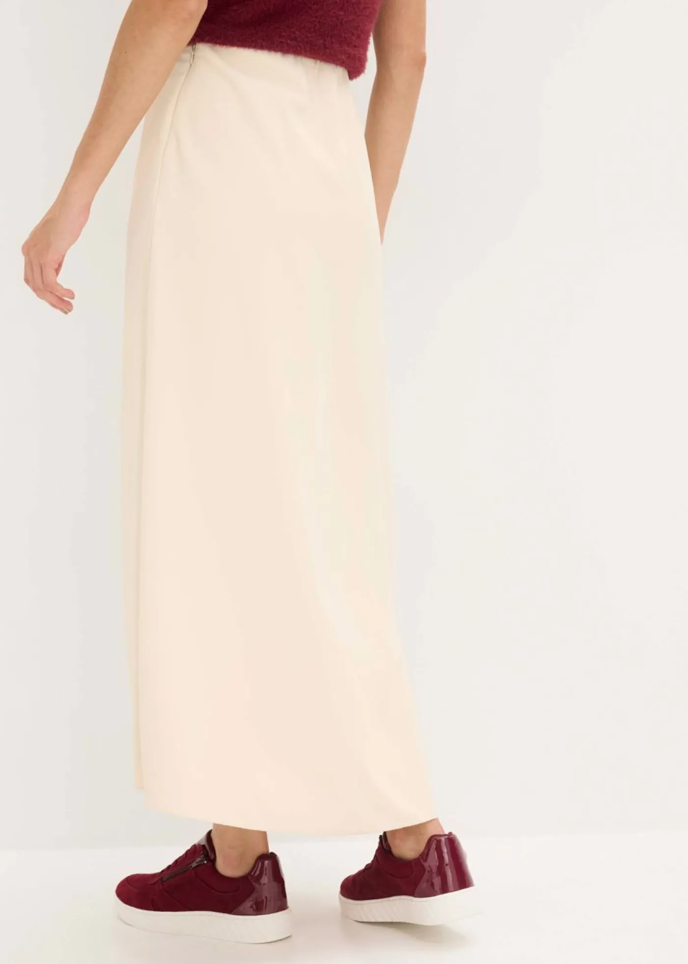 bonprix bonprix Falda larga con estructura gris guijarro New