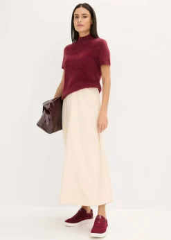 bonprix bonprix Falda larga con estructura gris guijarro New