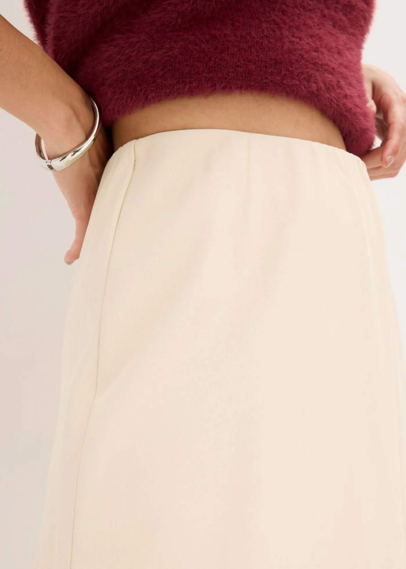 bonprix bonprix Falda larga con estructura gris guijarro New