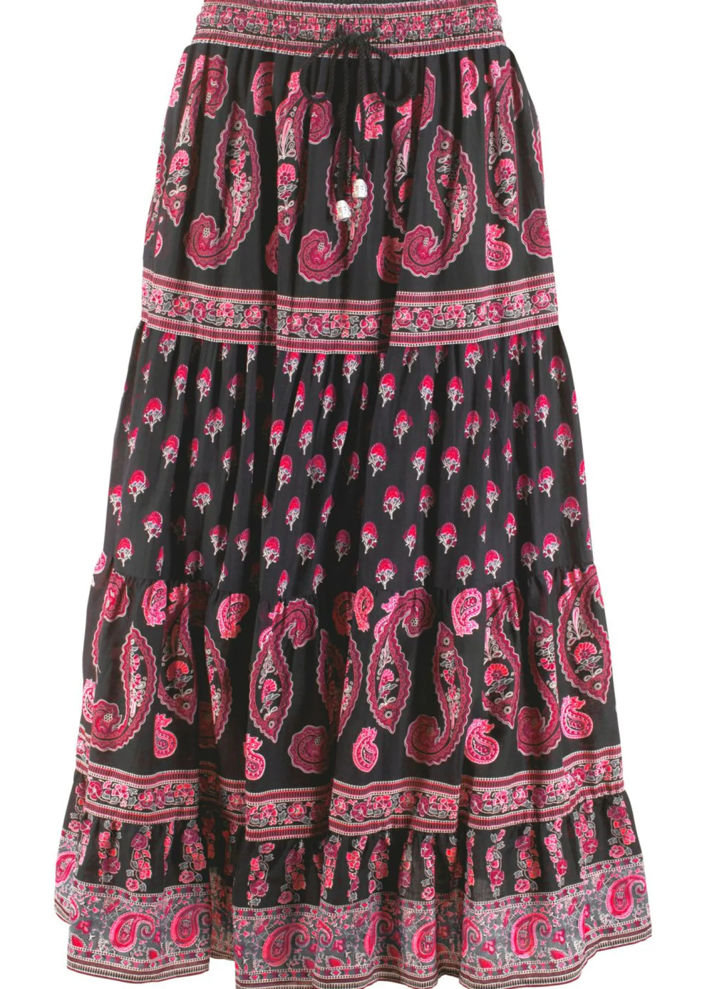 bonprix bonprix Falda larga de algodón puro Negro estampado Online