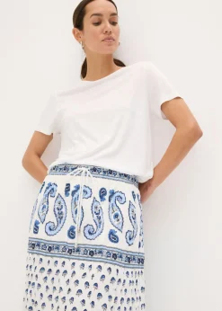 bonprix bonprix Falda larga de algodón puro Azul oxford/blanco estampado Hot