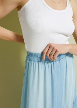 bonprix bonprix Falda larga de capas de TENCEL鈩 Denim claro Sale