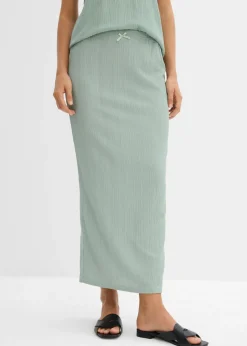 bonprix bonprix Falda larga de crepé ligero verde ahumado Best
