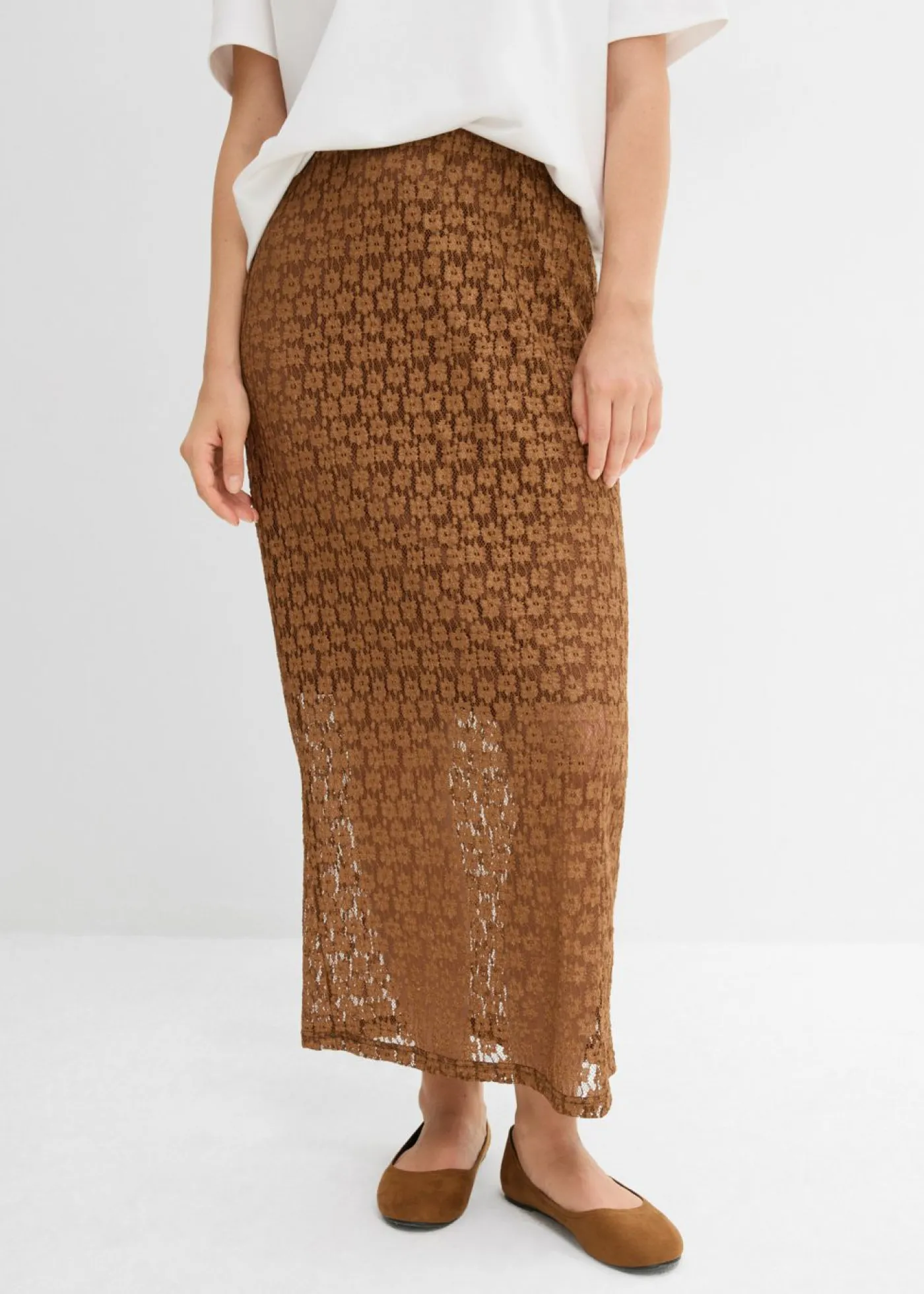 bonprix bonprix Falda larga de encaje Caramelo Hot