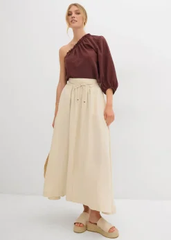 bonprix bonprix Falda larga de mezcla de lyocell fluido Crudo New