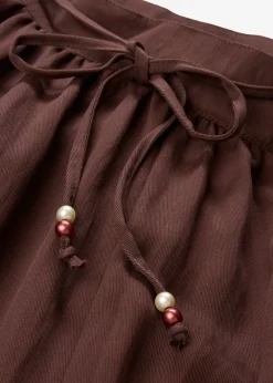 bonprix bonprix Falda larga de mezcla de lyocell fluido Marrón tierra Online