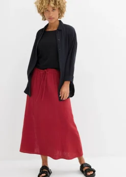 bonprix bonprix Falda larga de muselina Rojo New
