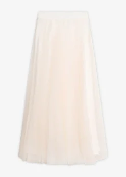 bonprix bonprix Falda larga de tul blanco-champán Discount