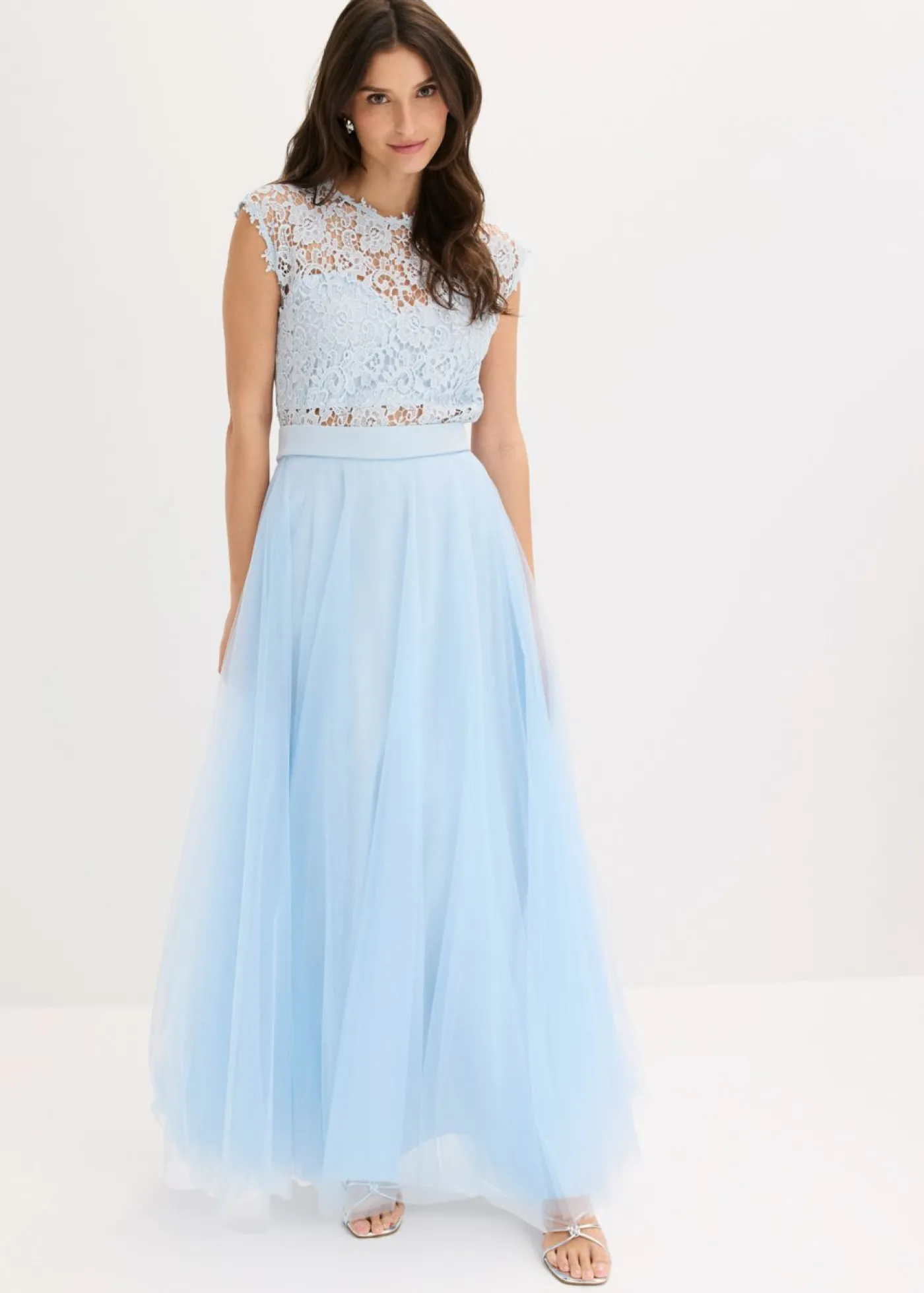 bonprix bonprix Falda larga de tul azul pálido