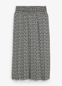 bonprix bonprix Falda larga de viscosa arrugada Negro Outlet