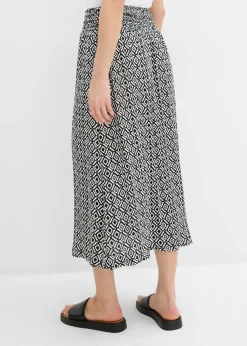 bonprix bonprix Falda larga de viscosa arrugada Negro Outlet