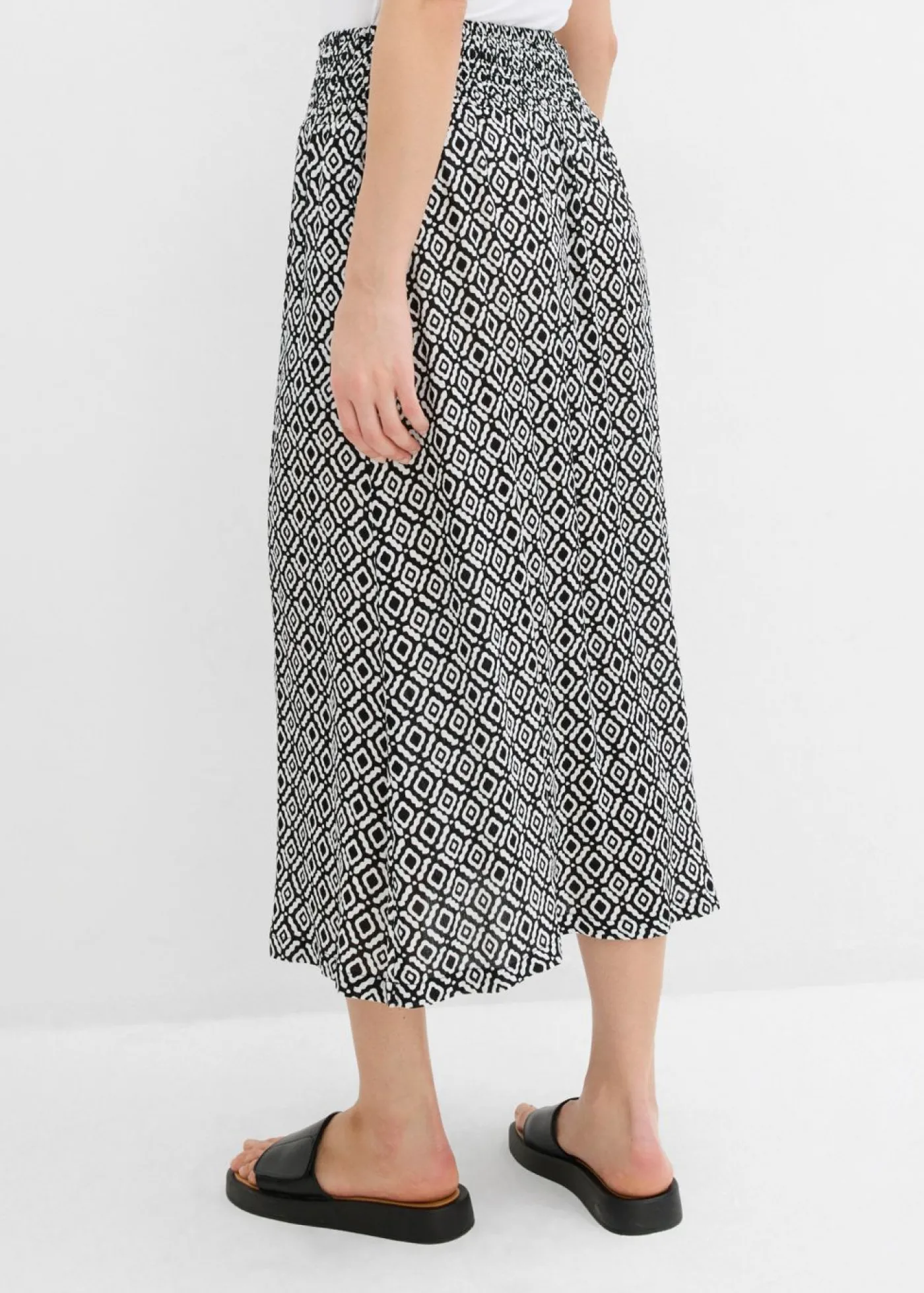 bonprix bonprix Falda larga de viscosa arrugada Negro Outlet