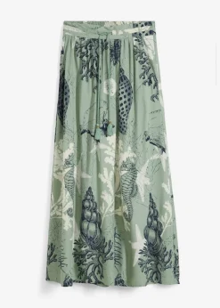 bonprix bonprix Falda larga de viscosa fluida Verde pastel Online