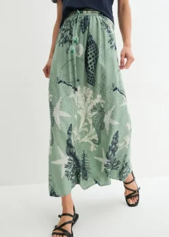 bonprix bonprix Falda larga de viscosa fluida Verde pastel Online