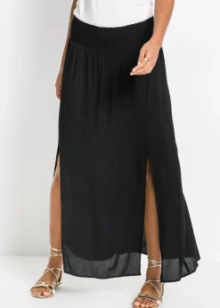bonprix bonprix Falda larga de viscosa fluida Negro Online