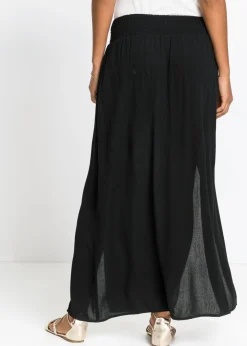 bonprix bonprix Falda larga de viscosa fluida Negro Online