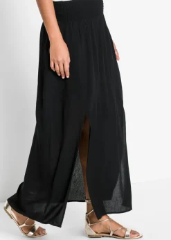 bonprix bonprix Falda larga de viscosa fluida Negro Online